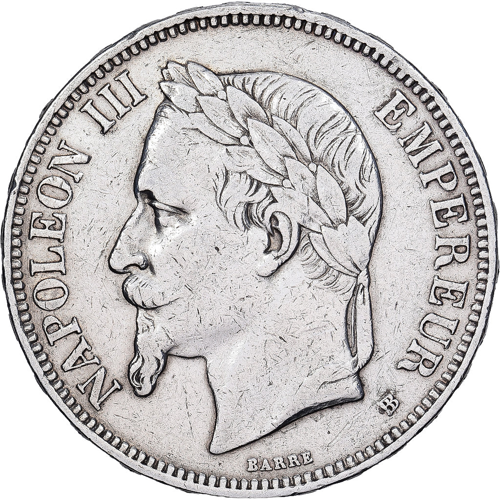 France, Napoléon III, 5 Francs, Napoléon III, 1870, Paris, Argent, TB+