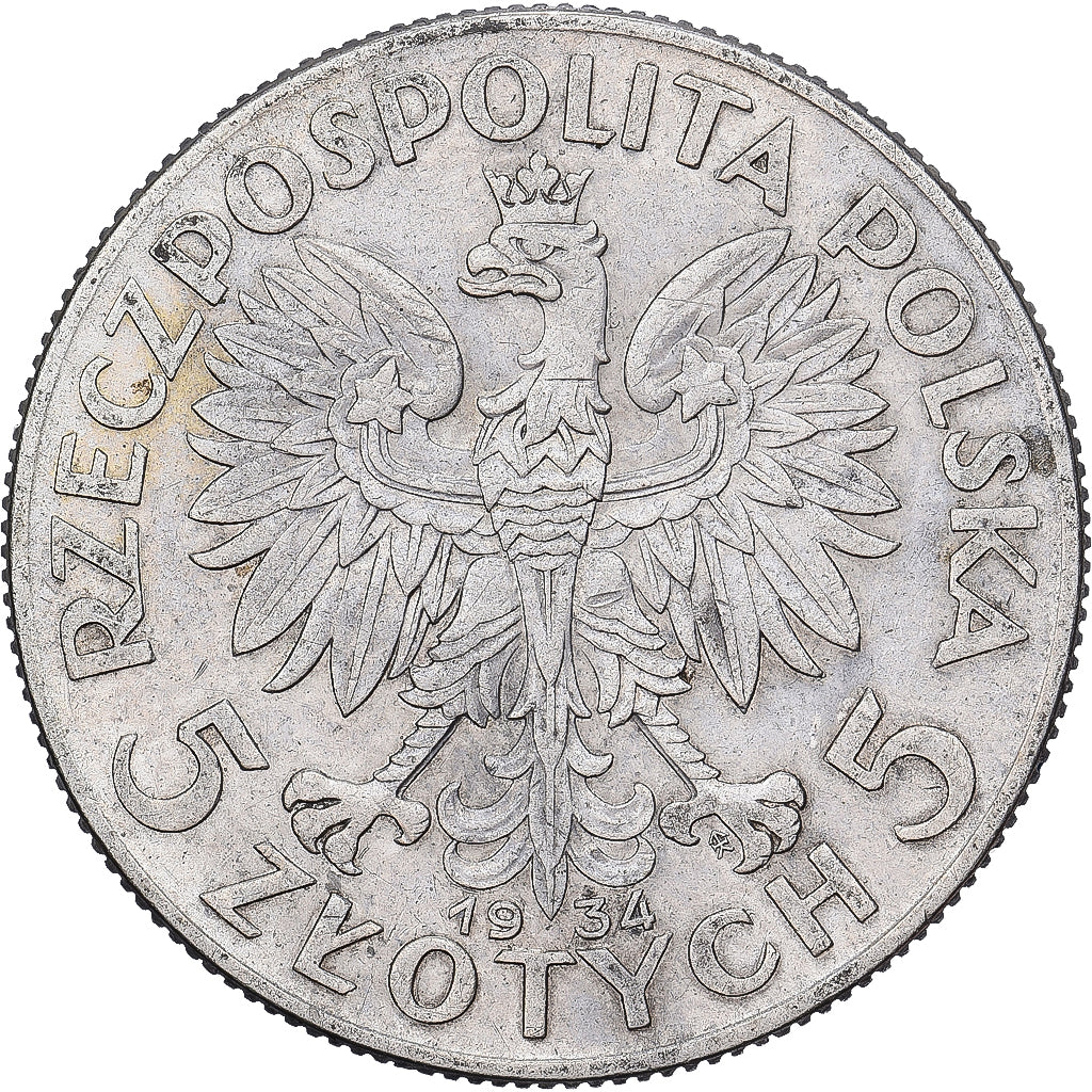 Polen, 5 Zlotych, 1934, Warsaw, Silber, SS, KM:21