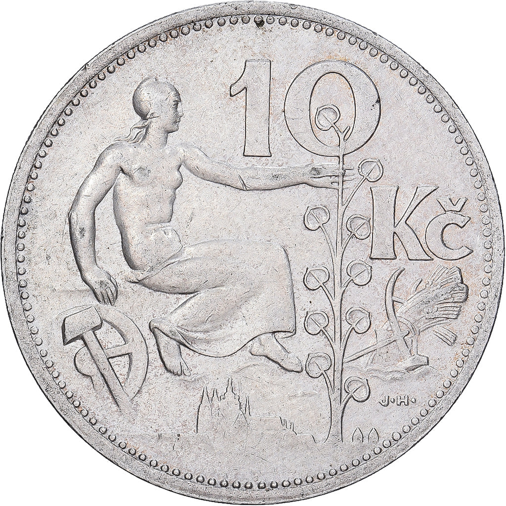 Checoslovaquia, 10 Korun, 1932, Kremnica, Plata, MBC, KM:15
