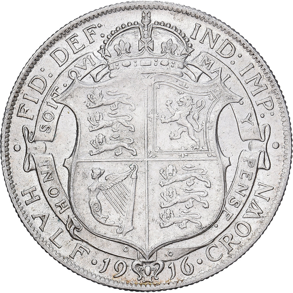 Großbritannien, George V, 1/2 Crown, 1916, Silber, SS, KM:818.1