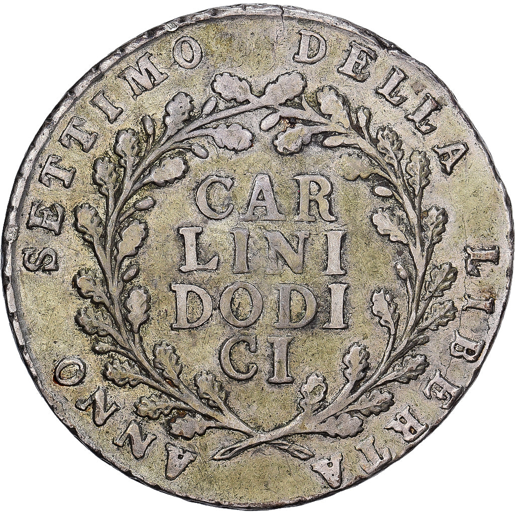Neapolitan Republic, NAPLES, 12 Carlini, An VII (1799), Naples, Srebro