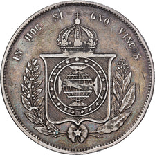 Brasil, Pedro II, 2000 Reis, 1865, Rio de Janeiro, Prata, VF(30-35), KM:466