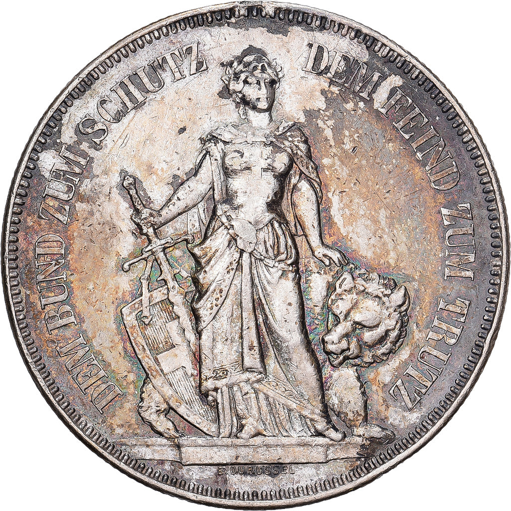 Szwajcaria, 5 Francs, 1885, Bern, Concours de tir de Berne, Srebro, EF(40-45)