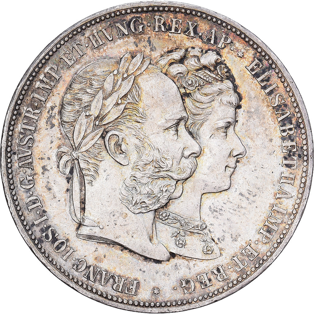 Áustria, Franz Joseph I, 2 Florin, 1879, Vienna, 25e anniversaire de mariage