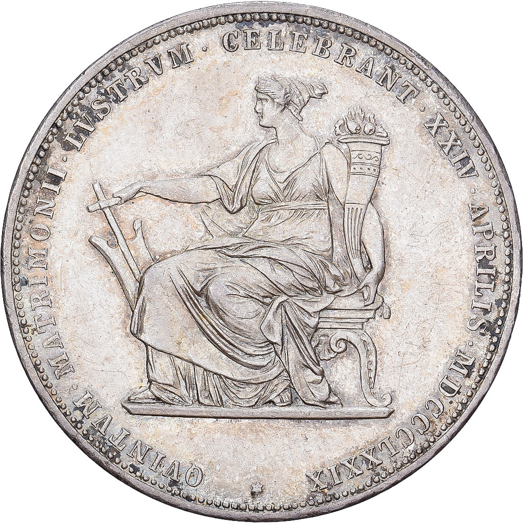 Áustria, Franz Joseph I, 2 Florin, 1879, Vienna, 25e anniversaire de mariage