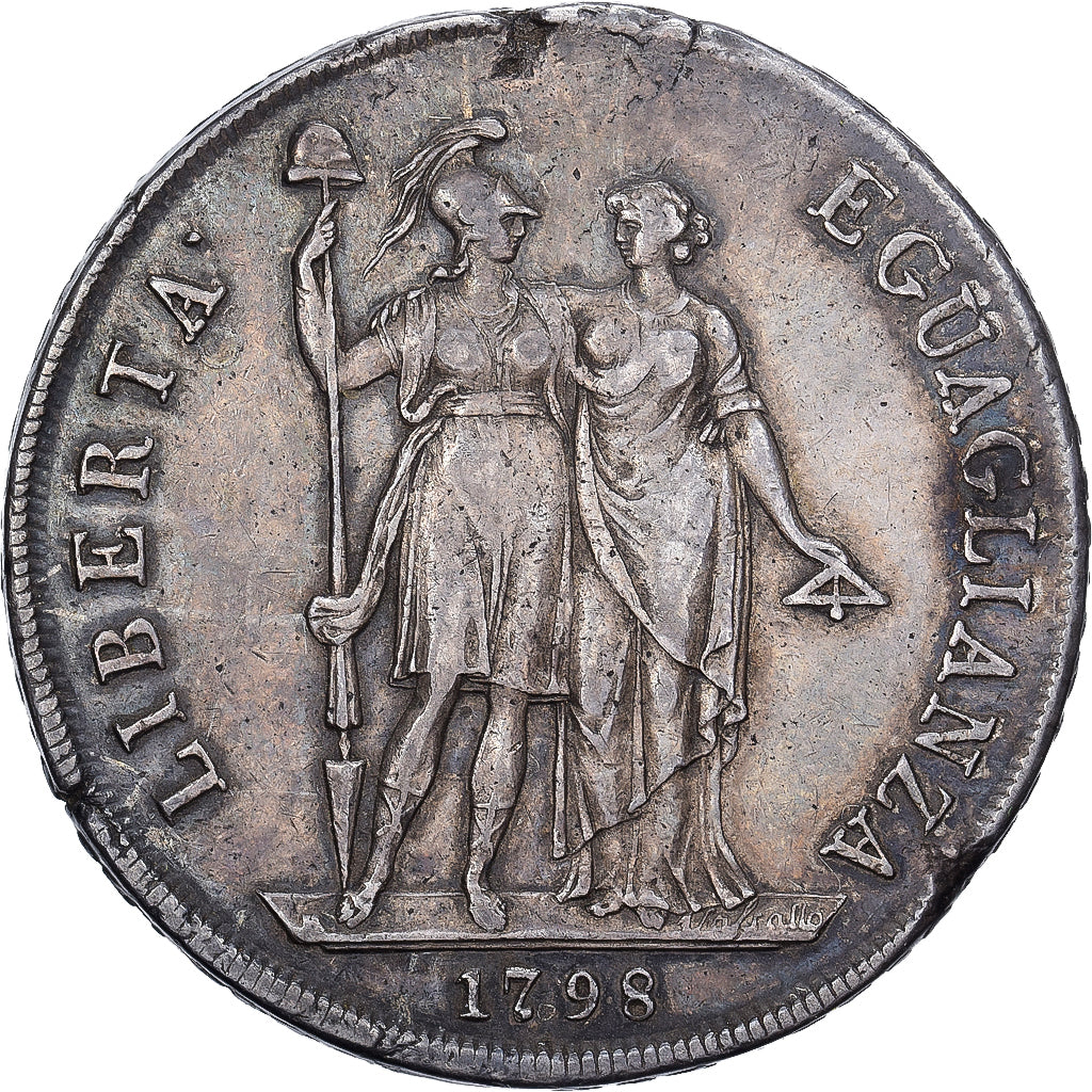 Ligurian Republic, 8 Lire, 1798, Genoa, Silver, EF(40-45), KM:266.1