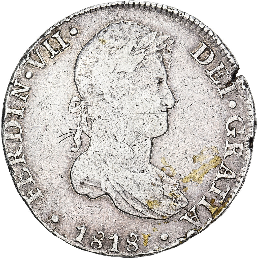 Perú, 8 Reales, 1818, Lima, Plata, BC+, KM:117.1