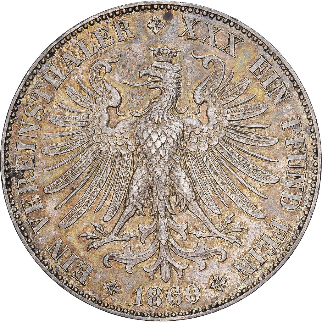 Free city of Frankfurt, FRANKFURT AM MAIN, Thaler, 1860, Frankfurt, Prata