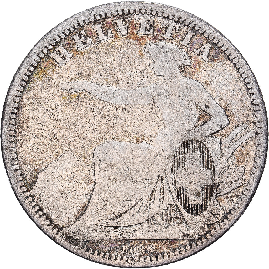 Zwitserland, Franc, 1861, Bern, Zilver, FR, KM:9a