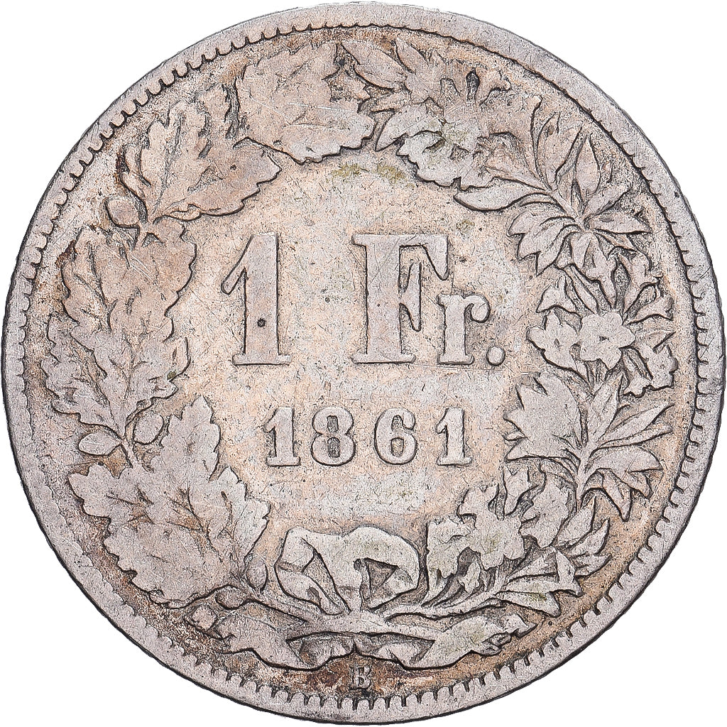 Zwitserland, Franc, 1861, Bern, Zilver, FR, KM:9a