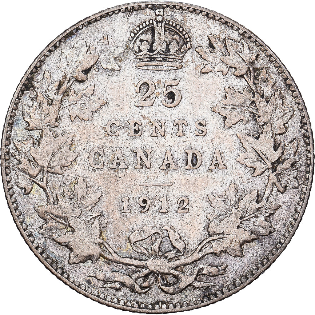 Canadá, George V, 25 Cents, 1912, Ottawa, Prata, VF(30-35), KM:24