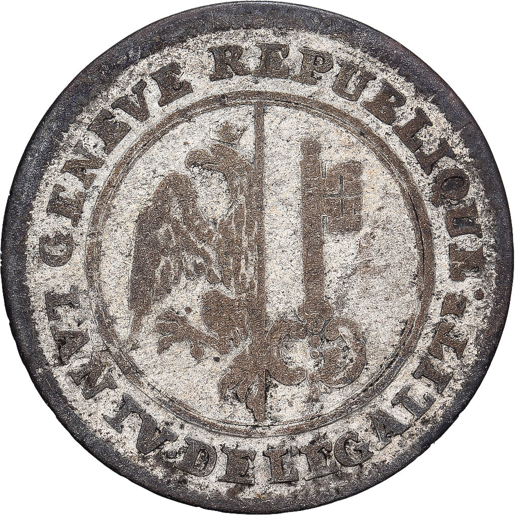 Republic of Geneva, 6 Sols, 1796, Geneva, Bilon, EF(40-45), KM:109