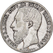 Congo Belga, Leopold II, Franc, 1887, Brussels, Prata, EF(40-45), KM:6