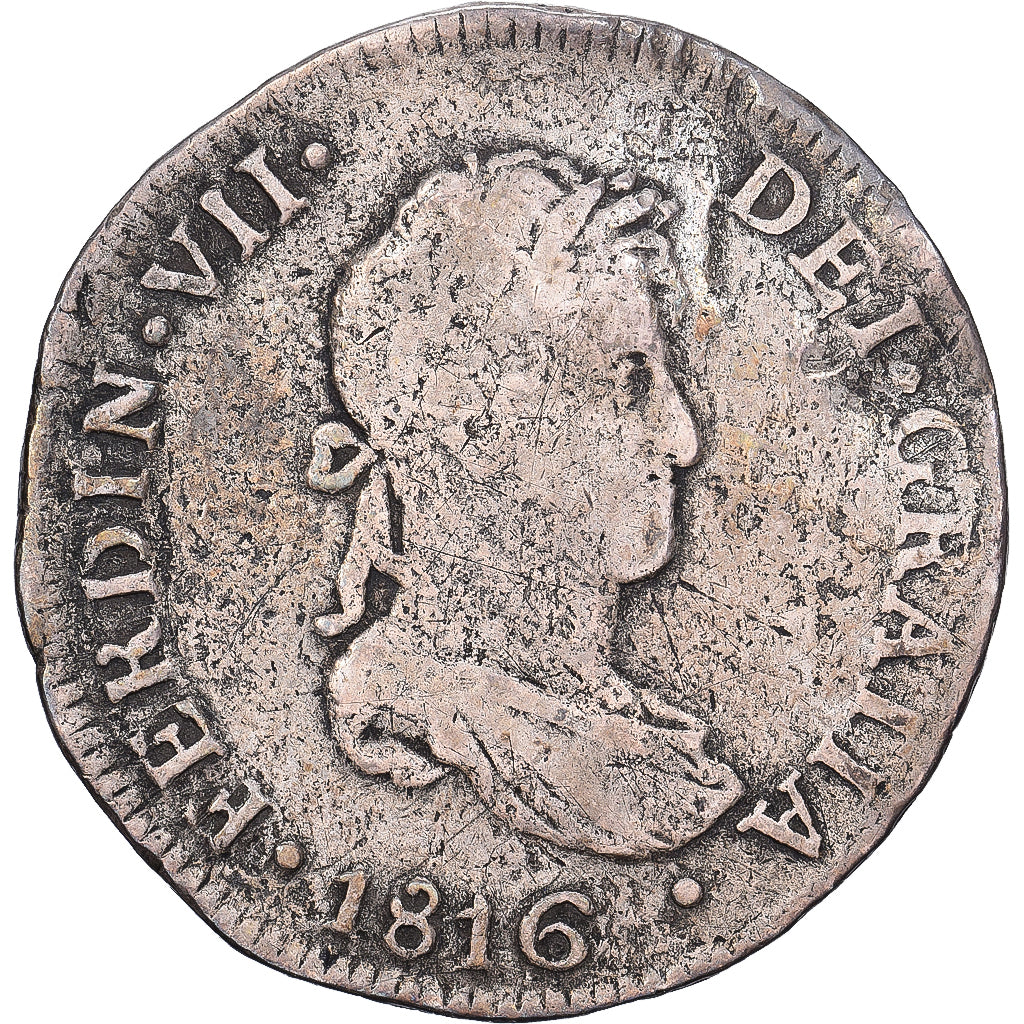 Perú, 2 Reales, 1816, Lima, Plata, BC+, KM:115.1