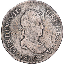 Peru, 2 Reales, 1816, Lima, Srebro, VF(20-25), KM:115.1