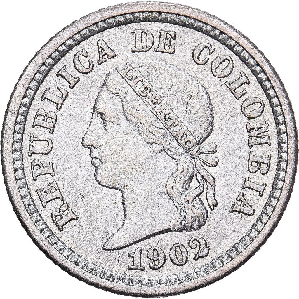 Colombia, 5 Centavos, 1902, Philadelphia, Silver, MS(60-62), KM:191