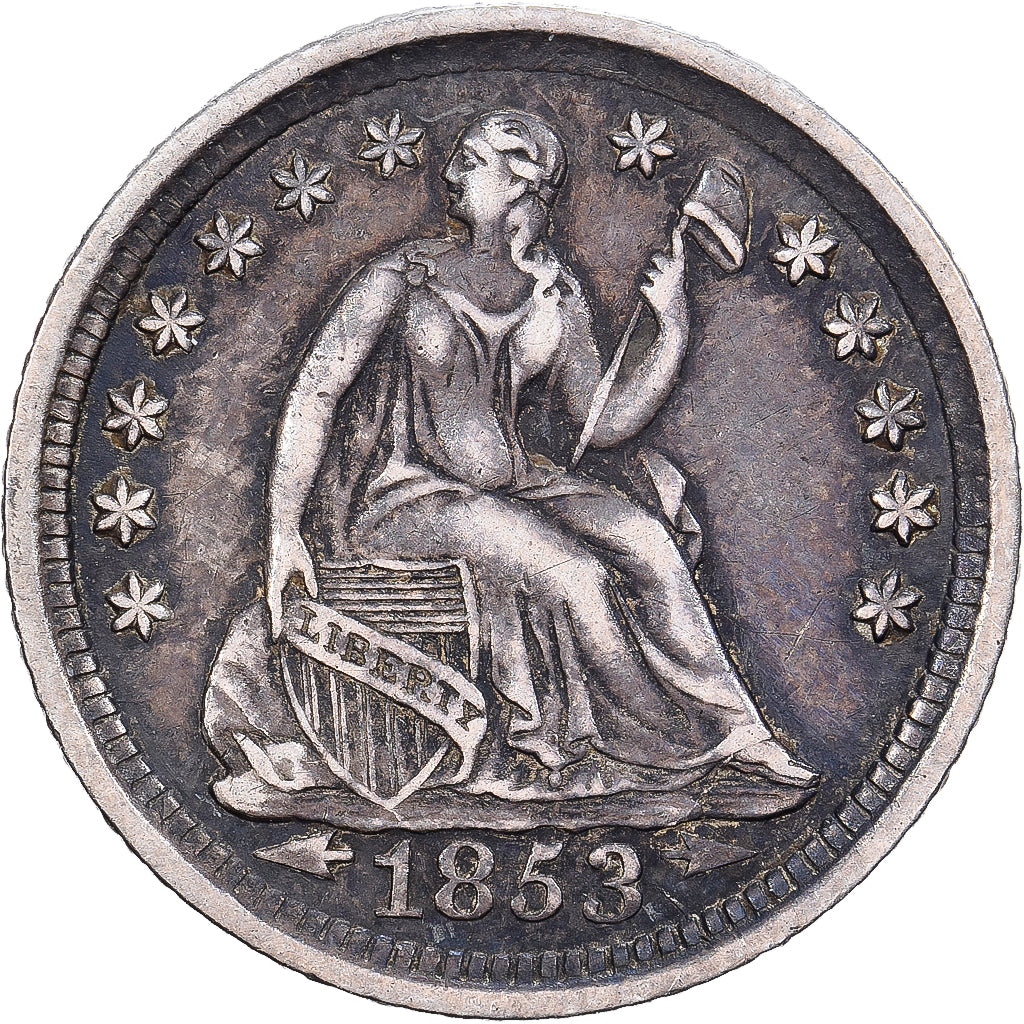 Estados Unidos da América, Half Dime, Seated Liberty Half Dime, 1853, New