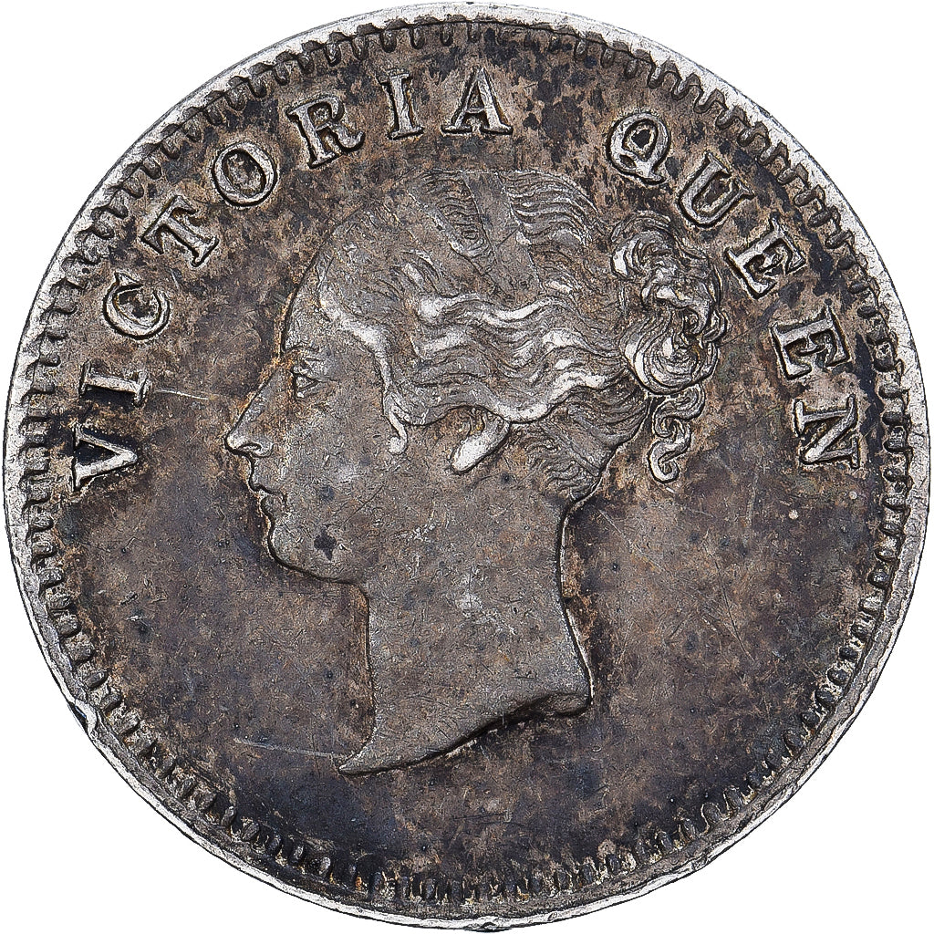 British India, Victoria, 2 Annas, 1841, Calcutta, Silver, AU(55-58), KM:460.2