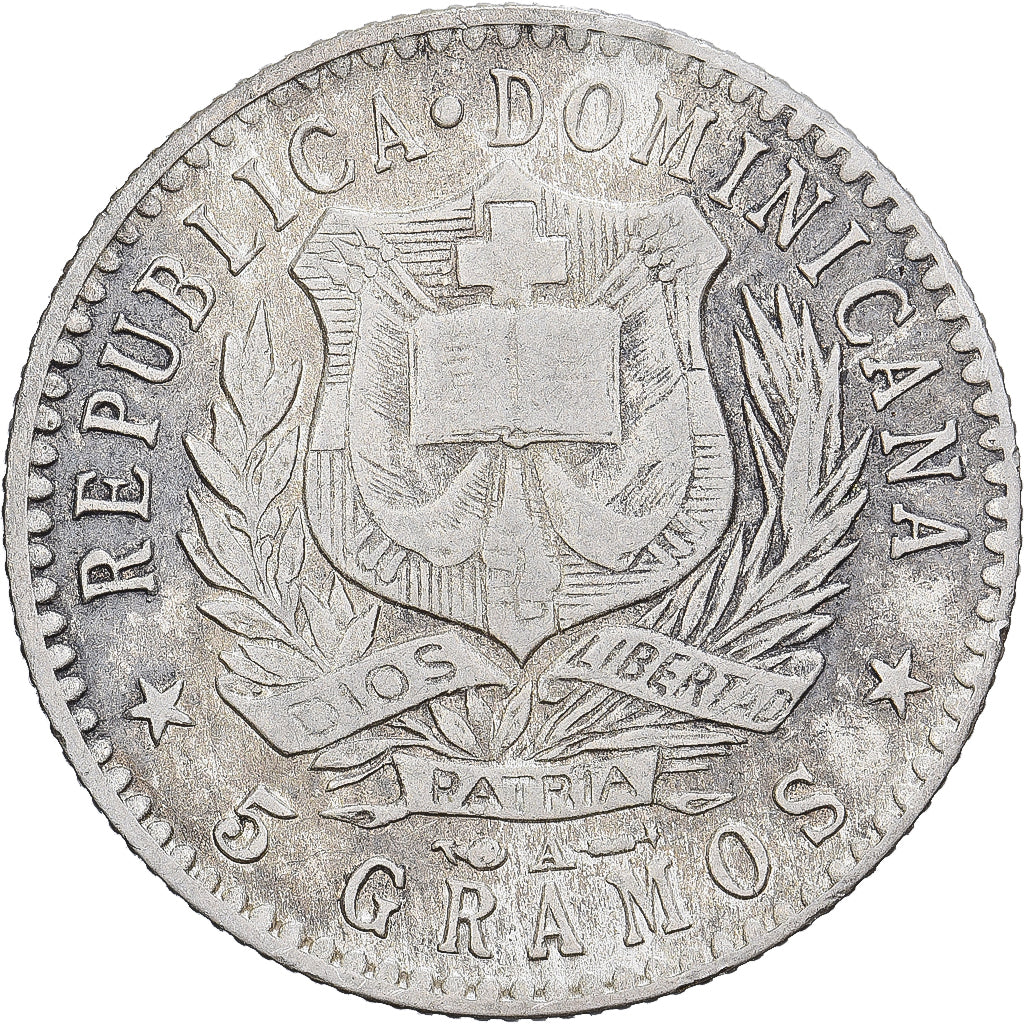 Dominicaanse Republiek, 20 Centavos, 1891, Dominican Republic Mint, Zilver, FR+