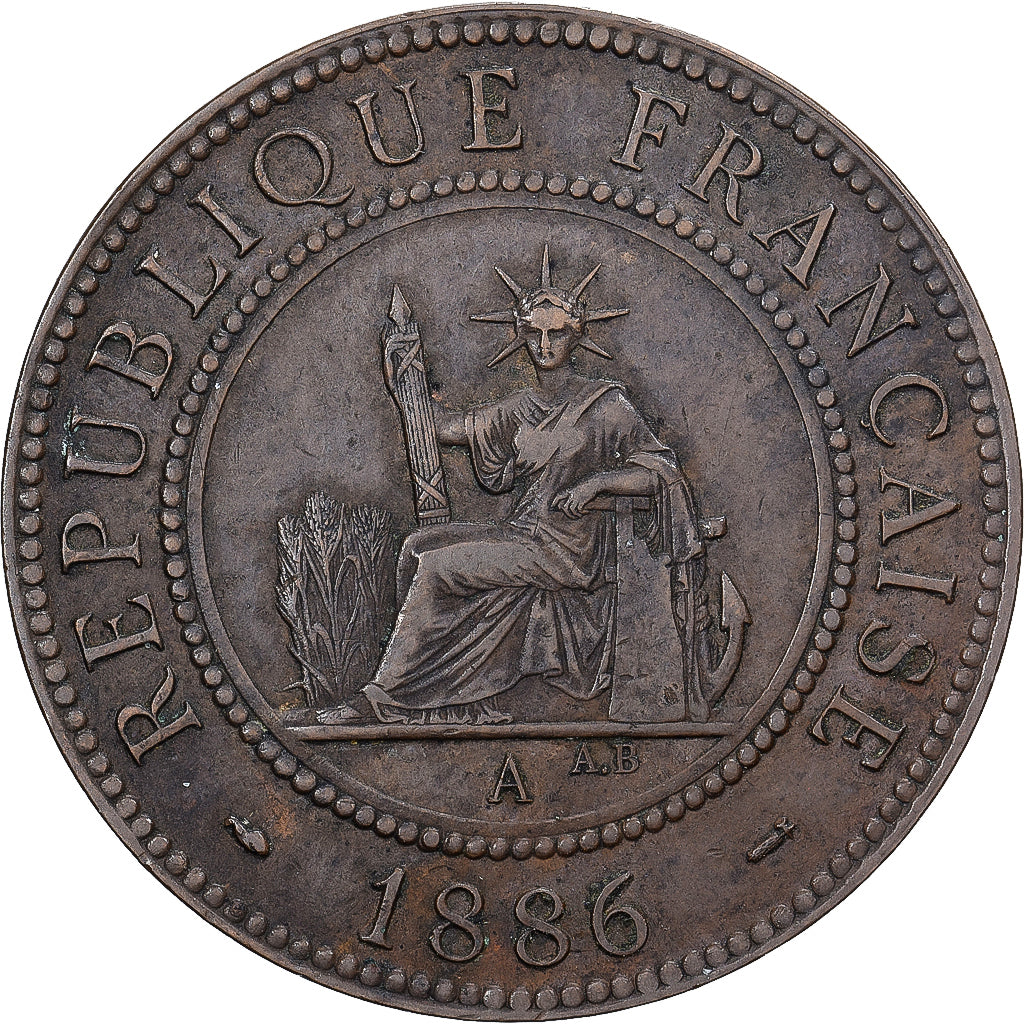 Indochina Francesa, Cent, 1886, Paris, Bronze, EF(40-45), KM:1