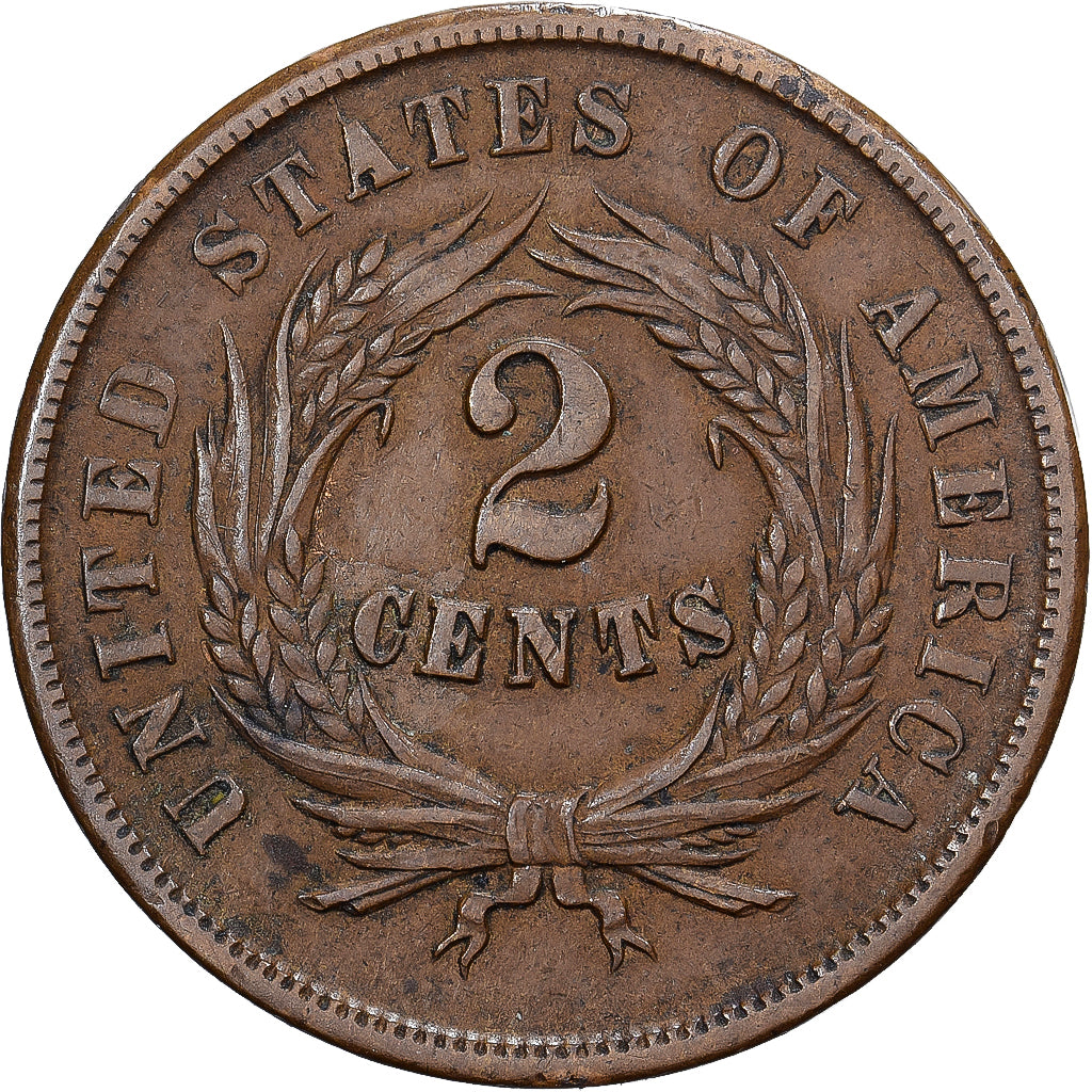 Estados Unidos da América, 2 Cents, 1864, Philadelphia, Cobre-Estanho-Zinco