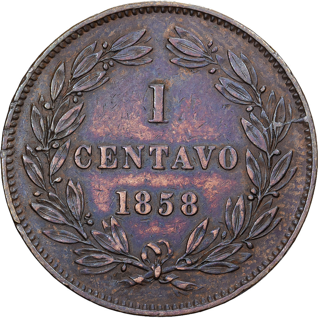 Venezuela, Centavo, 1858, Heaton, Cobre, MBC+, KM:7