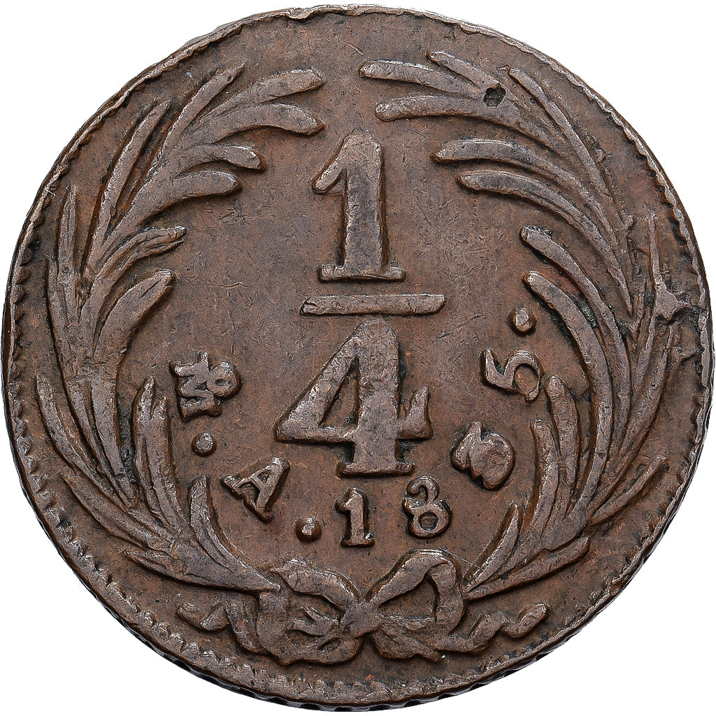 Mexico, 1/4 Real, Un Quarto/Una Quartilla, 1835, Mexico City, Copper, VF(30-35)