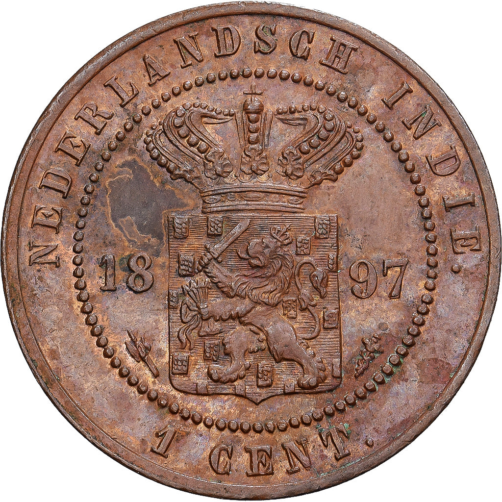 Índias Ocidentais Dinamarquesas, William III, Cent, 1897, Utrecht, Cobre