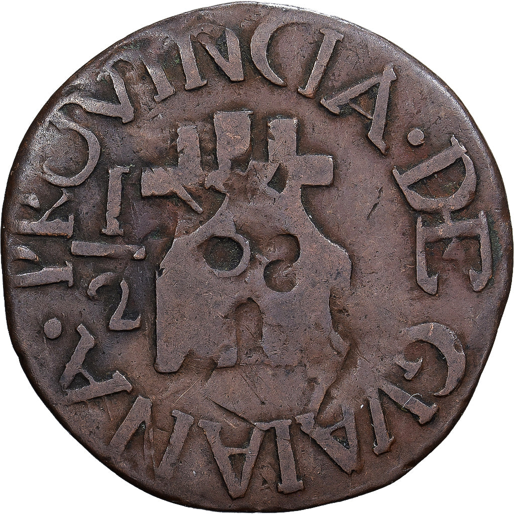 Venezuela, GUAYANA, 1/2 Réal, 1814, Cobre, BC+, KM:41.1