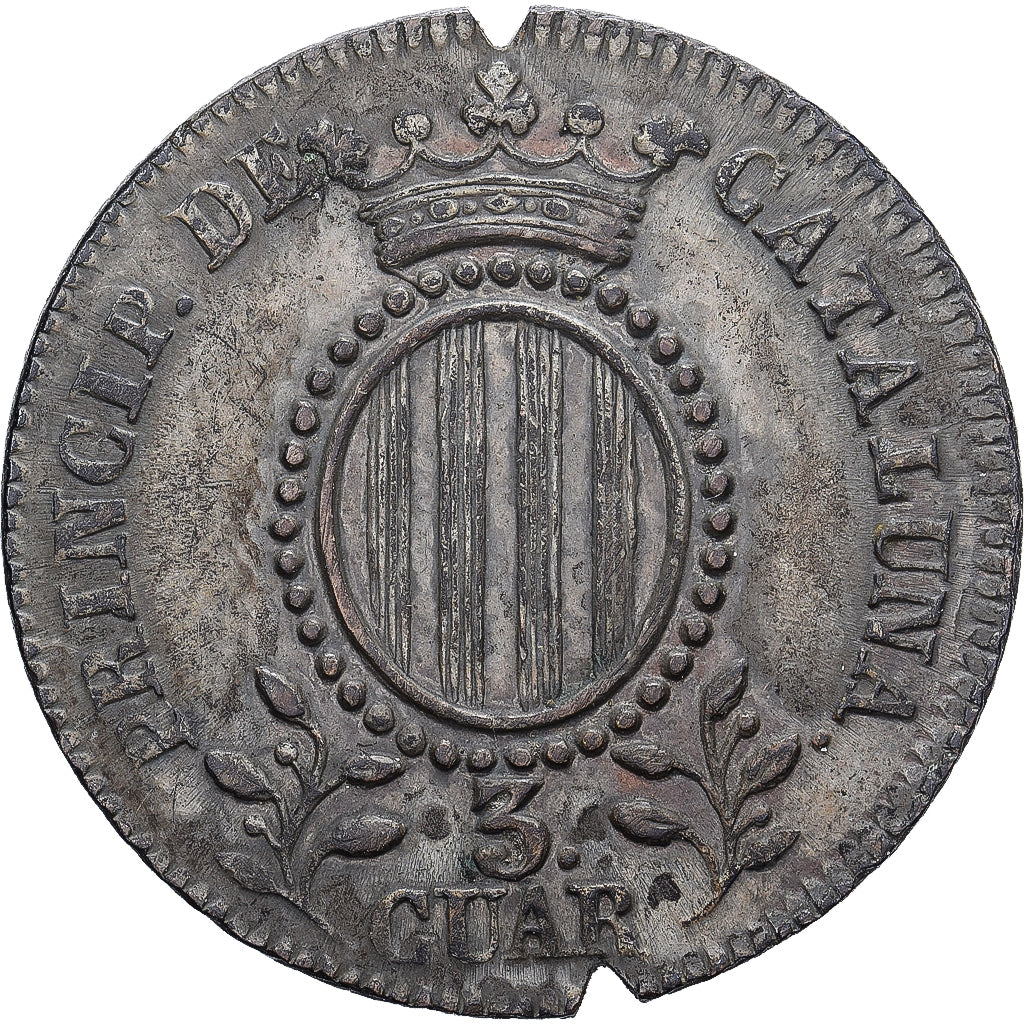Spain, CATALONIA, Isabel II, 3 Quartos, 1846, Copper, EF(40-45), KM:126