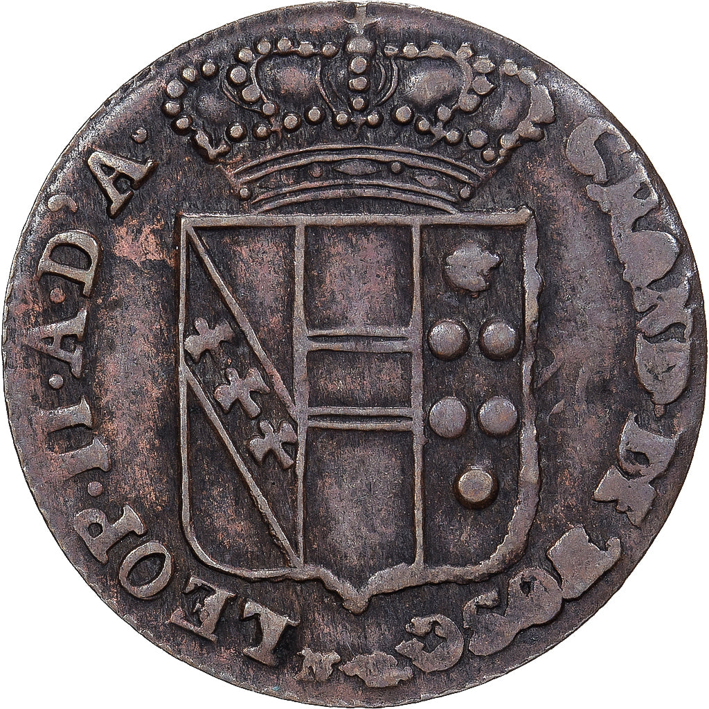 ESTADOS ITALIANOS, TUSCANY, Leopold II, Quattrino, 1827, Florence, Cobre