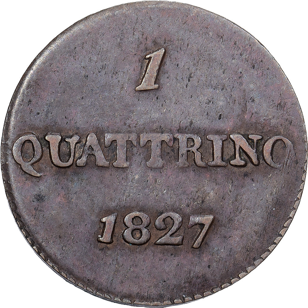 ESTADOS ITALIANOS, TUSCANY, Leopold II, Quattrino, 1827, Florence, Cobre