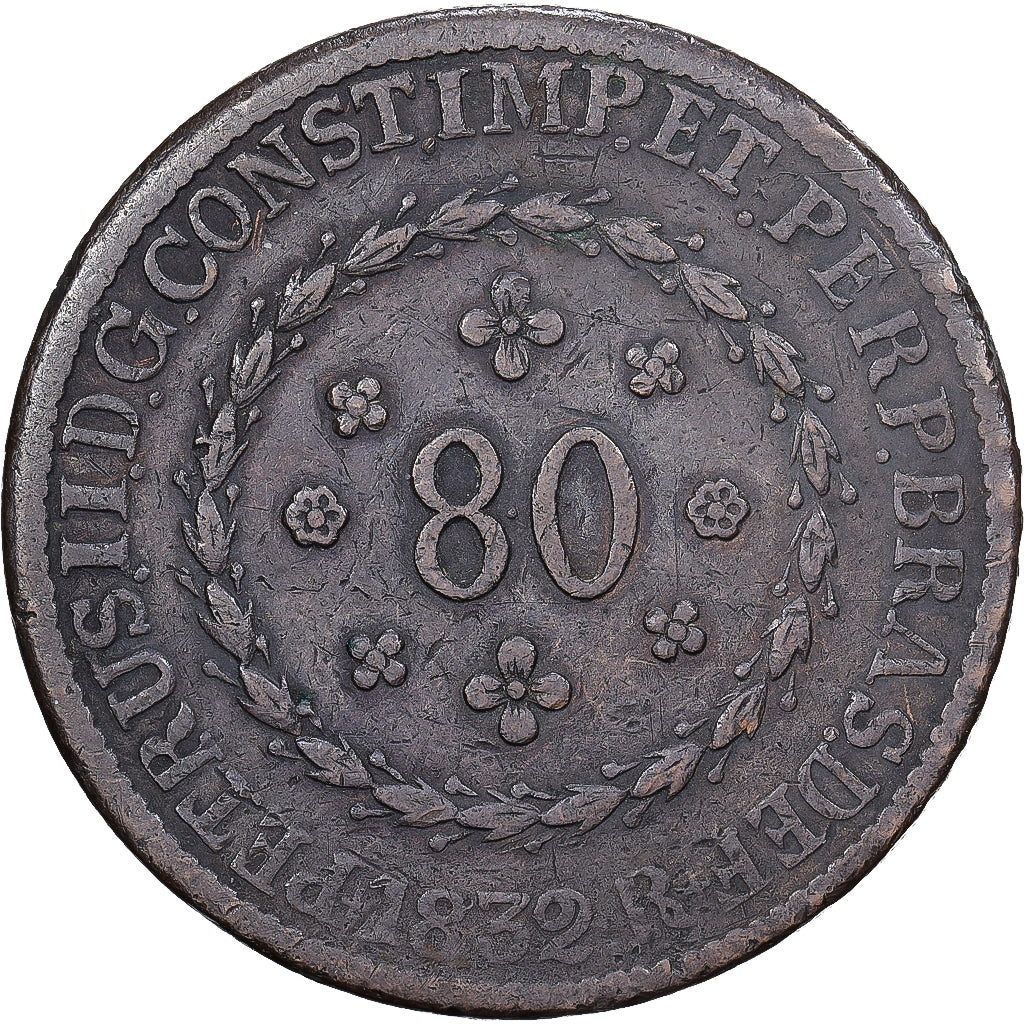 Brasilien, Pedro II, 80 Reis, 1832, Rio de Janeiro, Kupfer, S, KM:379