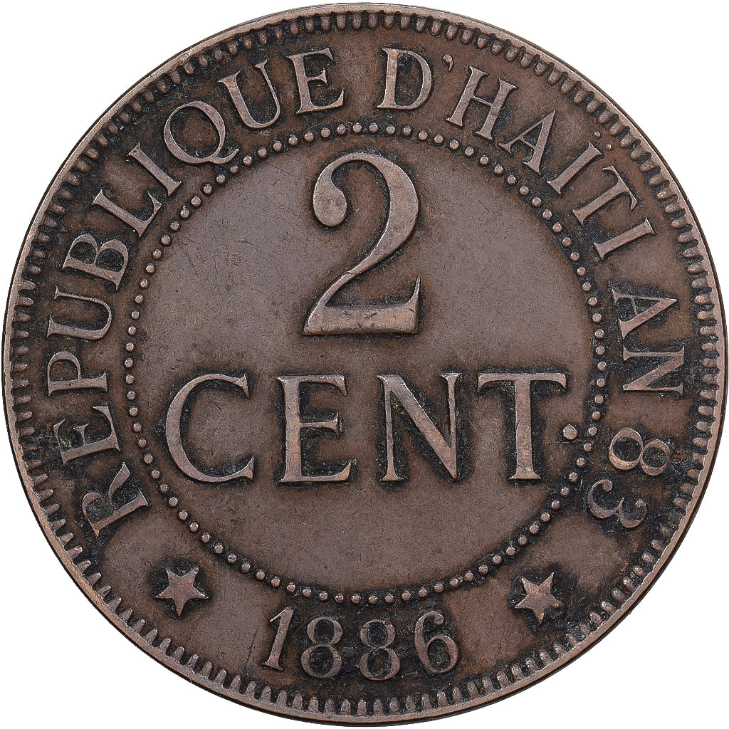 Haiti, 2 Centimes, 1886, Paris, Bronze, EF(40-45), KM:49
