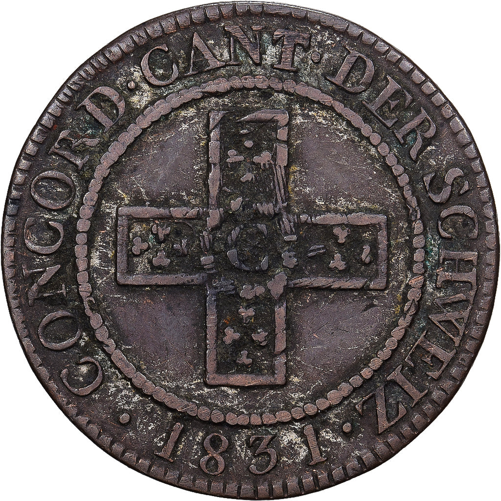 Suíça, AARGAU, 5 Rappen, 1831, Aargau, Lingote, VF(30-35), KM:24