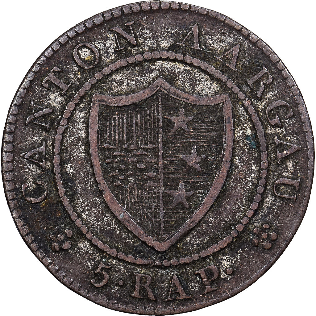 Suíça, AARGAU, 5 Rappen, 1831, Aargau, Lingote, VF(30-35), KM:24