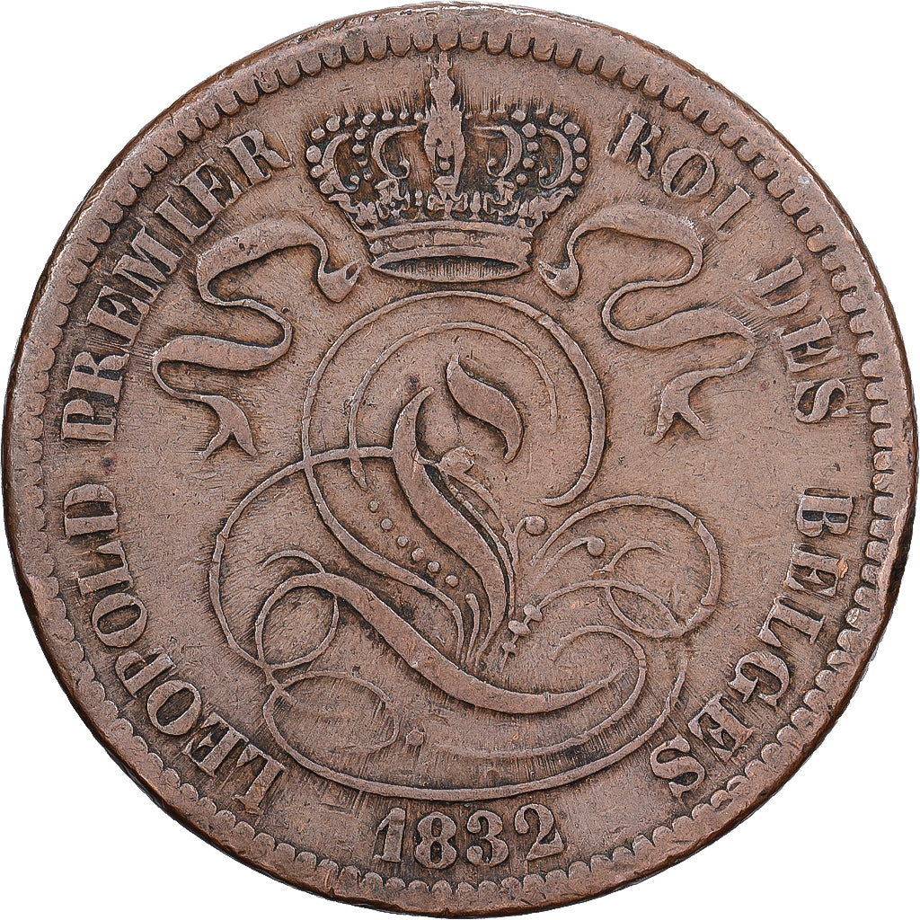 Bélgica, Leopold I, 10 Centimes, 1832, Brussels, Cobre, VF(30-35), KM:2.1