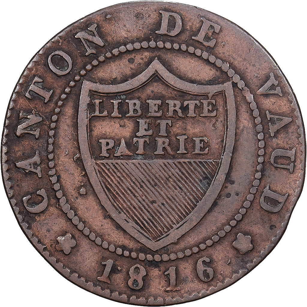 Canton of Vaud, VAUD, 1/2 Batzen-5 Rappen, 1816, Lingote, VF(30-35), KM:6