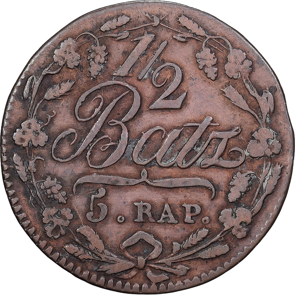 Canton of Vaud, VAUD, 1/2 Batzen-5 Rappen, 1816, Lingote, VF(30-35), KM:6