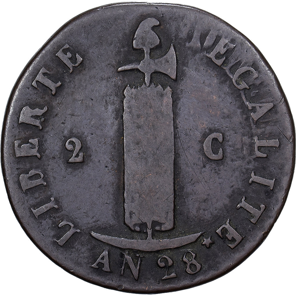 Haïti, 2 Centimes, 1831 / AN 28, Koper, FR+, KM:A21