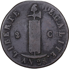Haïti, 2 Centimes, 1831 / AN 28, Koper, FR+, KM:A21