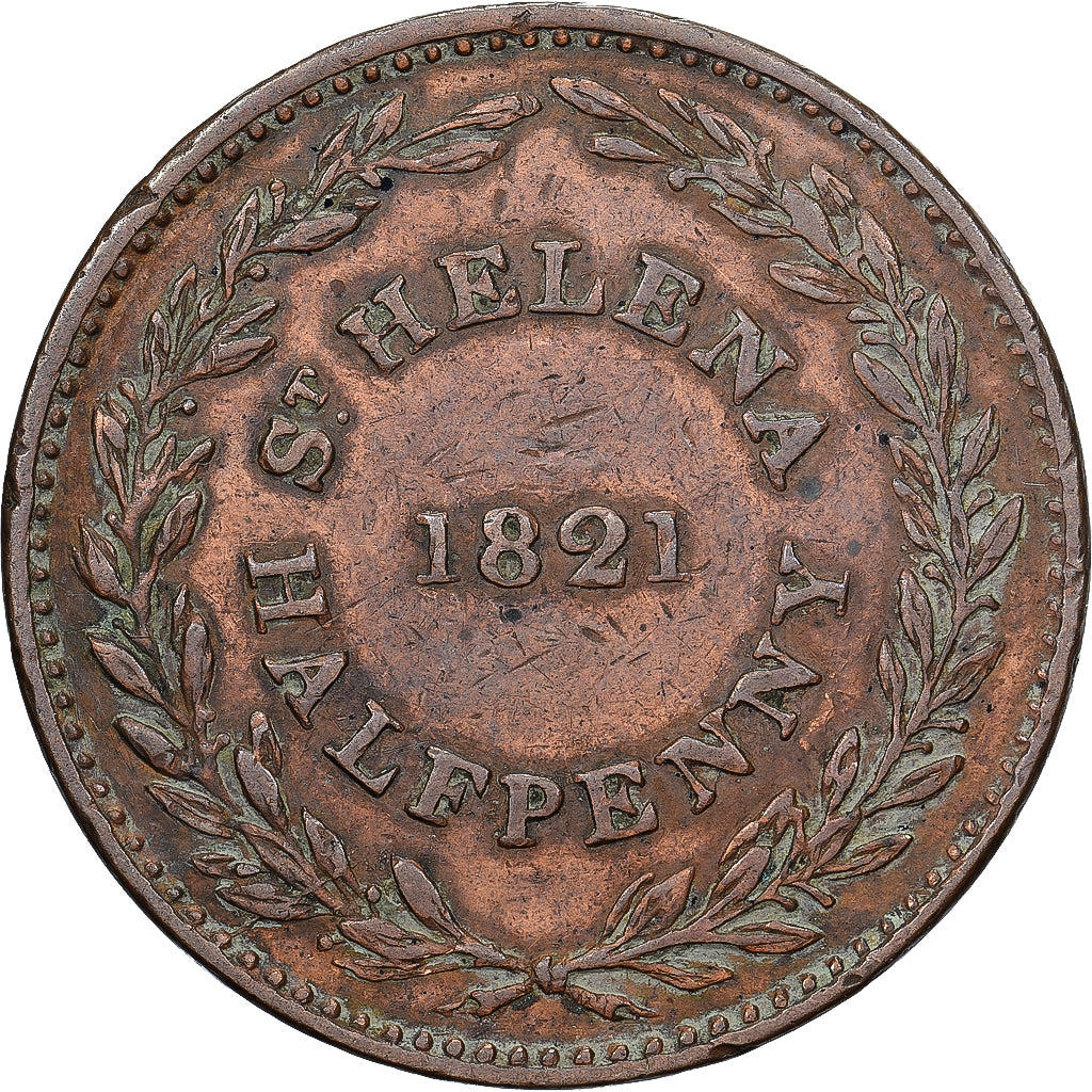 Saint Helena, Ascension and Tristan da Cunha, 1/2 Penny, 1821, Copper