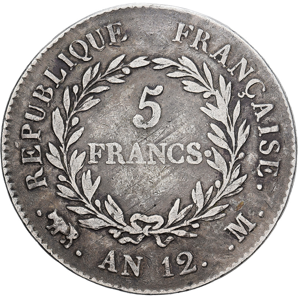 França, 5 Francs, Napoléon I, 1804, Toulouse, Prata, VF(30-35), KM:659.10