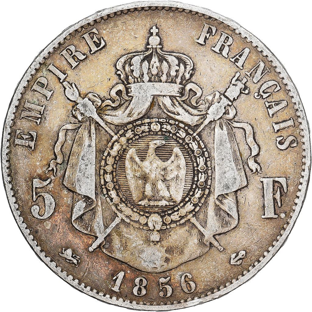 France, Napoléon III, 5 Francs, Napoléon III, 1856, Lyon, Argent, TB, KM:782.3