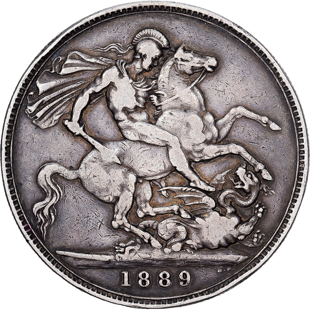 Grã-Bretanha, Victoria, Crown, 1889, London, Prata, VF(20-25), KM:765