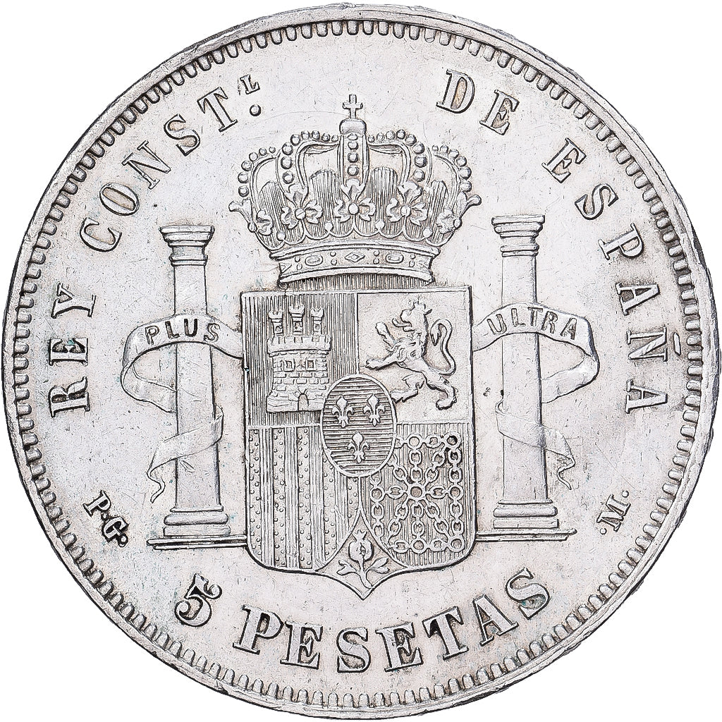 Spanien, Alfonso XIII, 5 Pesetas, 1891, Madrid, Silber, SS+, KM:689