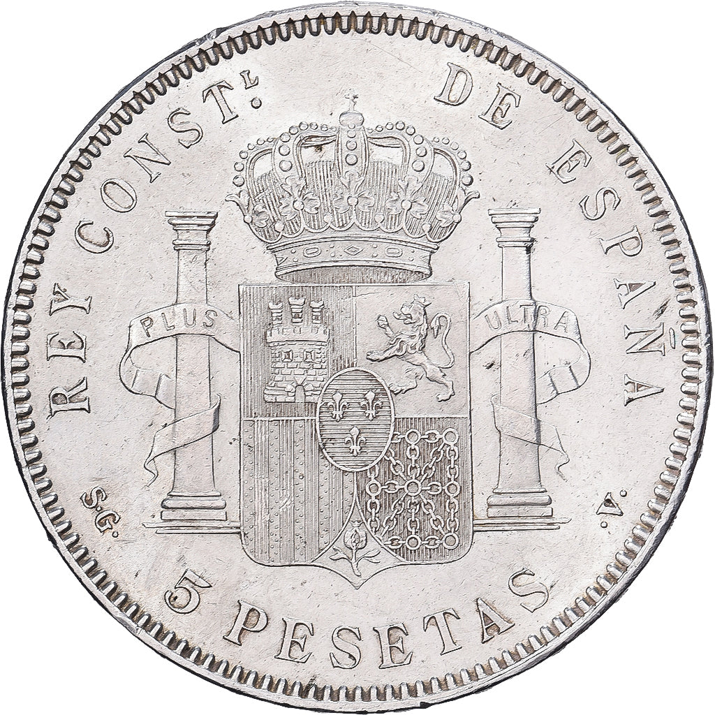 Espanha, Alfonso XIII, 5 Pesetas, 1899, Madrid, Prata, AU(50-53), KM:707