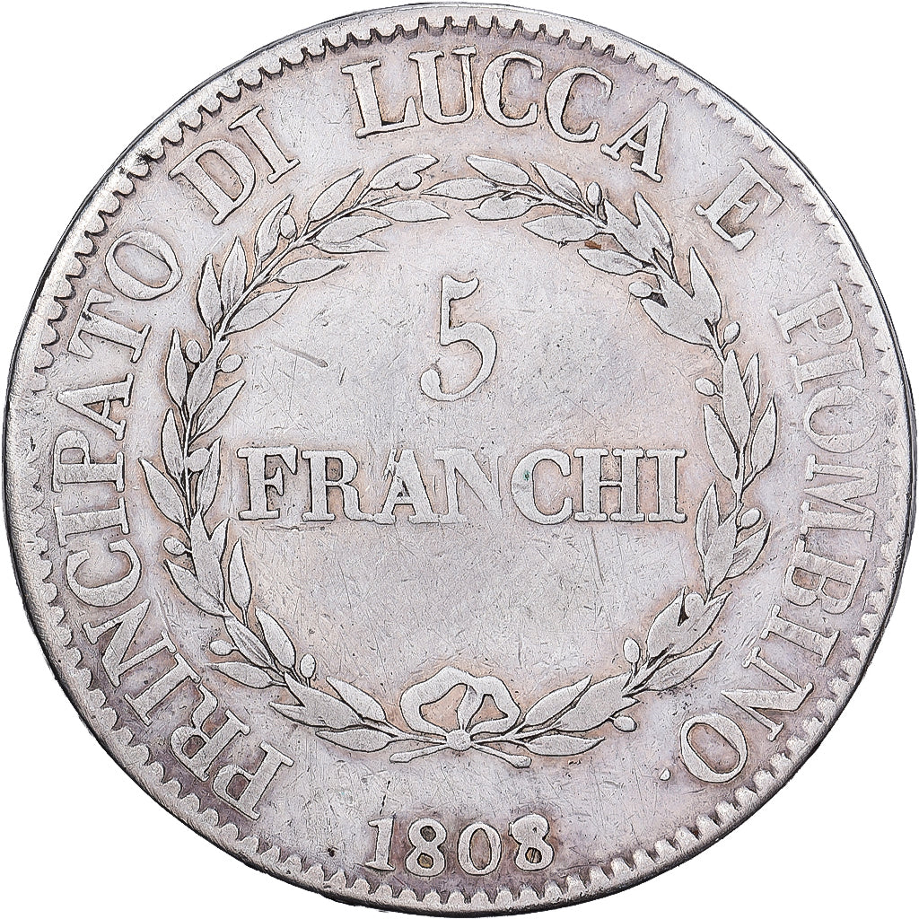 Principality of Lucca and Piombino, LUCCA, Felix and Elisa, 5 Franchi, 1808/7