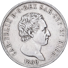 Kingdom of Sardinia, SARDINIA, Carlo Felice, 5 Lire, 1830, Torino, Prata