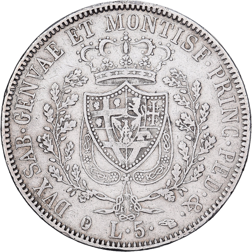 Kingdom of Sardinia, SARDINIA, Carlo Felice, 5 Lire, 1830, Torino, Prata